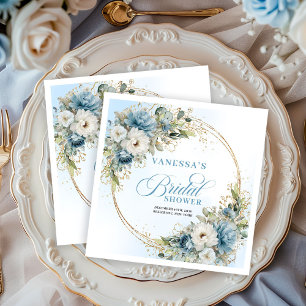 Serviette En Papier Serviettes à cadre pailleté or avec fleurs bohèmes