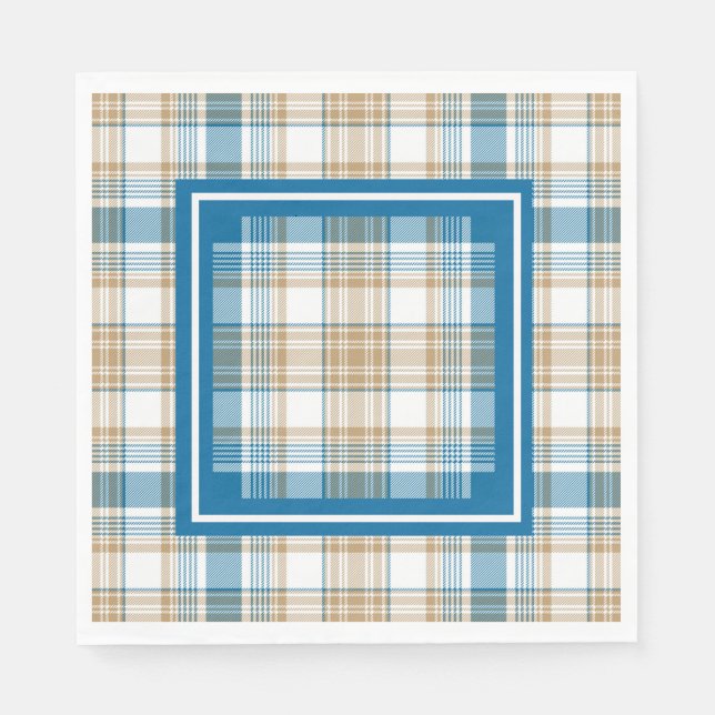 Serviette En Papier Serviettes à carreaux bleus (Devant)