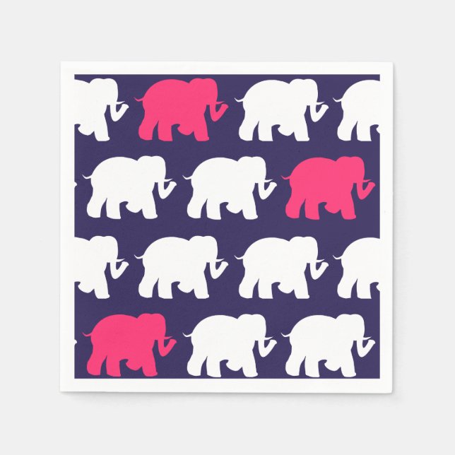 Serviette En Papier Serviettes à cocktails pour éléphants de la marine (Devant)