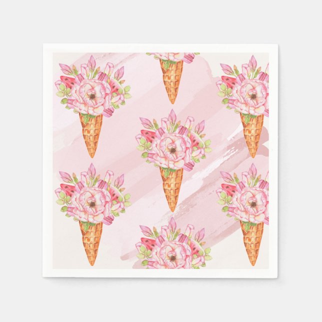 Serviette En Papier Serviettes à glace aquarelle florale (Devant)