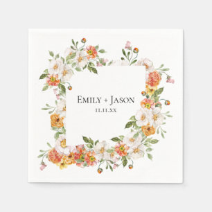 Serviette En Papier Serviettes à mariage floral romantique