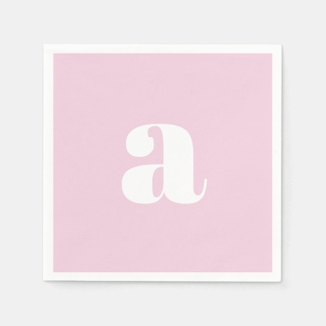 Serviette En Papier Serviettes à monogramme rose moderne (Devant)