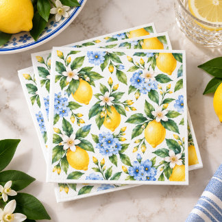 Serviette En Papier Serviettes à motif aquarelle de citron et floral