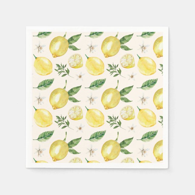 Serviette En Papier Serviettes à motif citron et feuilles (Devant)