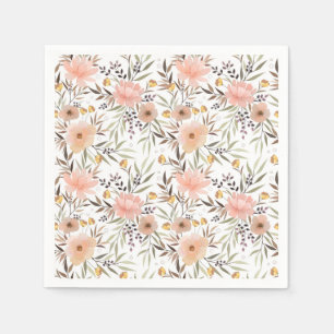 Serviette En Papier Serviettes à motif de feuilles florales rose pêche