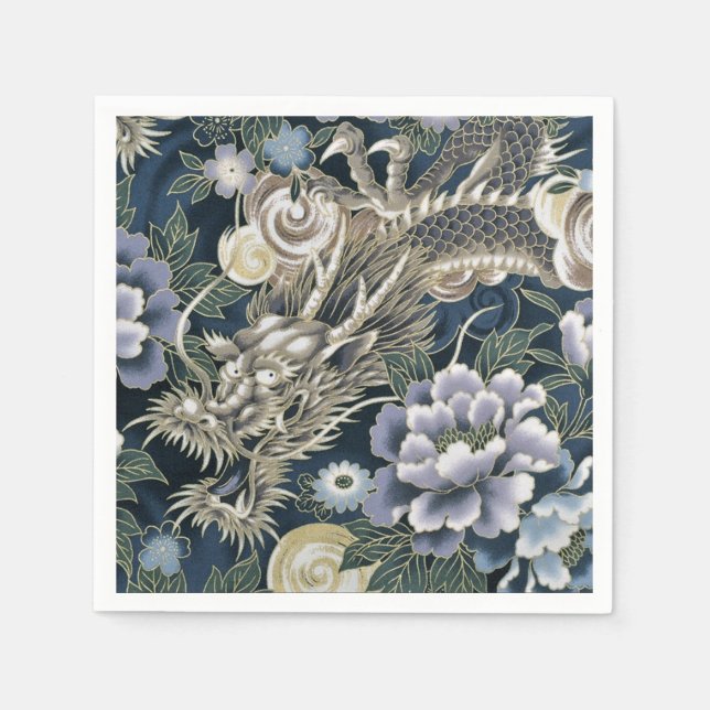 Serviette En Papier Serviettes à motifs floraux Dragon asiatique (Devant)