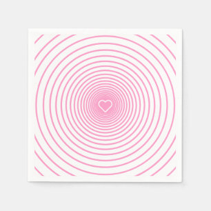 Serviette En Papier Serviettes à rayures roses avec coeur