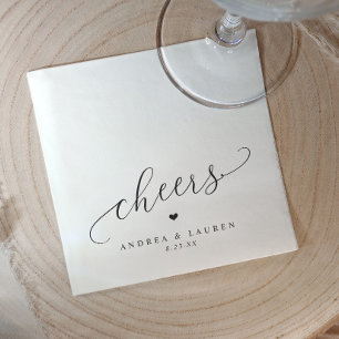 Serviette En Papier Serviettes À Tchin Mariage Moderne Romantique Cœur