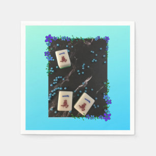 Serviette En Papier Serviettes à thème bleu mahjong fleuries avec pers