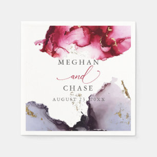 Serviette En Papier Serviettes Abstraites Ethereal Ruby Rouge et viole