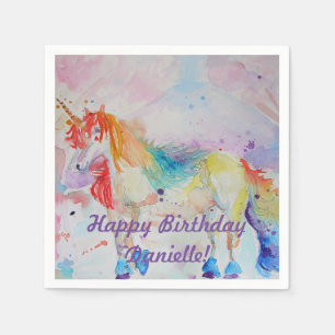 Serviette En Papier Serviettes Anniversaire Filles Licorne Arc-en-Ciel