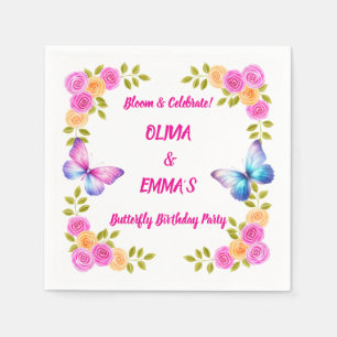 Serviette En Papier Serviettes Anniversaire Papillons Jumelles Bloom