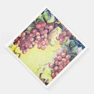 Serviette En Papier Serviettes aquarelle Raisins de vignoble — Dégusta