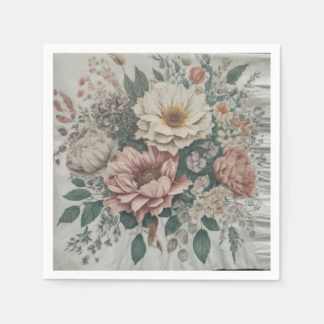 Serviette En Papier serviettes artisanales à fleurs (Devant)