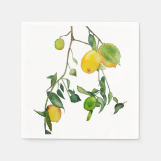 Serviette En Papier Serviettes avec aquarelle de citrons