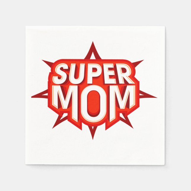 Serviette En Papier Serviettes avec logo Super Maman (Devant)