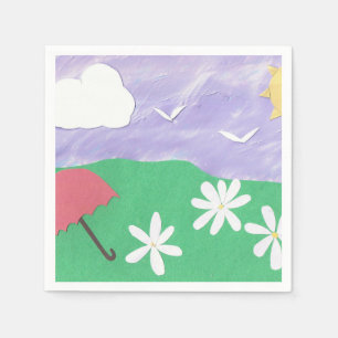 Serviette En Papier Serviettes avec une scène extérieure d'herbe et 