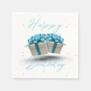 Serviette En Papier Serviettes Bébé Bleu 3 Plis Joyeux Anniversaire