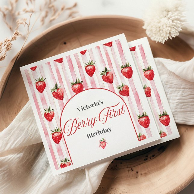 Serviette En Papier Serviettes Berry premier anniversaire (Créateur téléchargé)