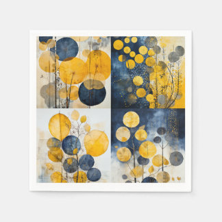 Serviette En Papier Serviettes Bleues et Jaunes Botaniques