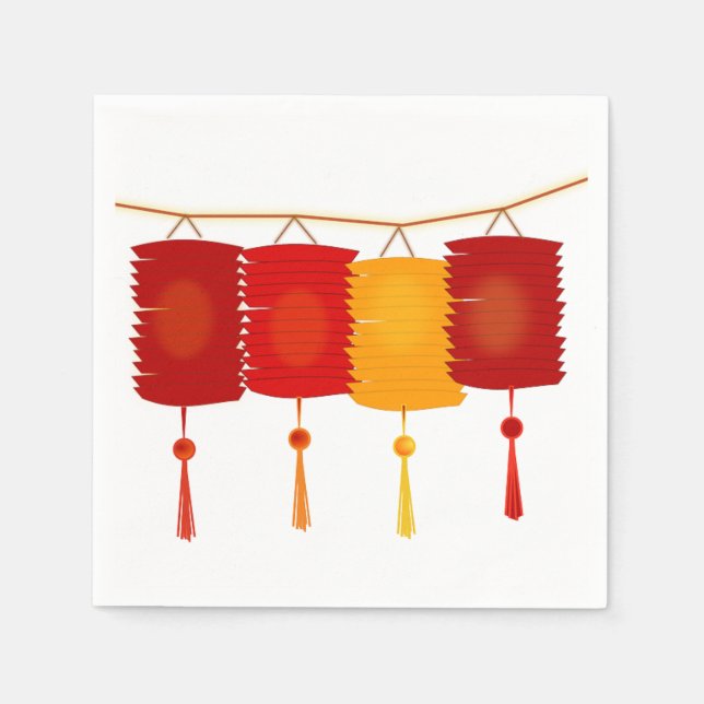 Serviette En Papier Serviettes chinoises en papier lanternes (Devant)