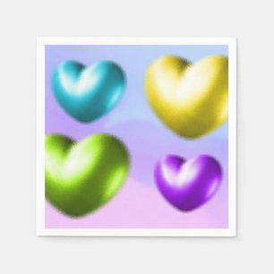 Serviette En Papier Serviettes Coeurs Vibrants