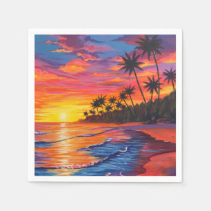 Serviette En Papier Serviettes Coucher de Soleil Tropical