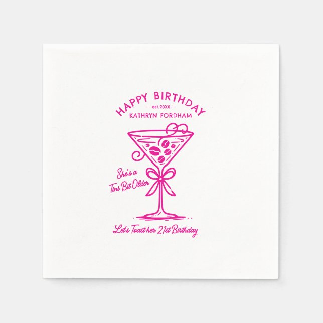 Serviette En Papier serviettes customisées 21e Anniversaire Martini ro (Devant)