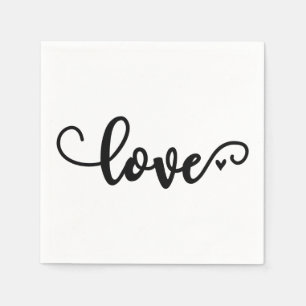 Serviette En Papier Serviettes d'amour de script, police noire