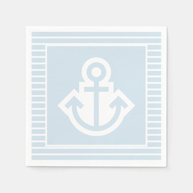 Serviette En Papier Serviettes d'ancrage bleu clair et blanc (Devant)