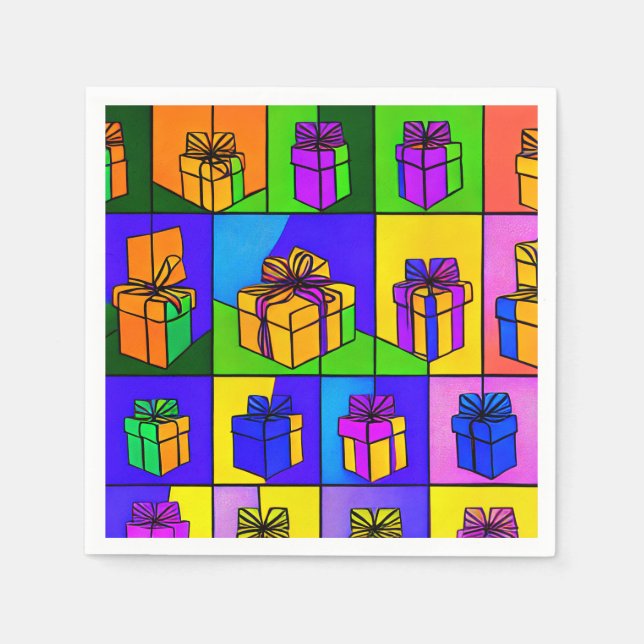 Serviette En Papier Serviettes d'anniversaire avec motif cadeau (Devant)