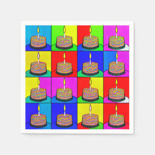 Serviette En Papier Serviettes d'anniversaire avec motif de gâteau