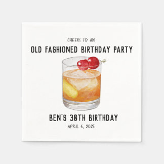 Serviette En Papier Serviettes d'anniversaire - Cocktail à l'ancienne