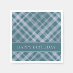 Serviette En Papier Serviettes d'Anniversaire Cyan Plaid Motif