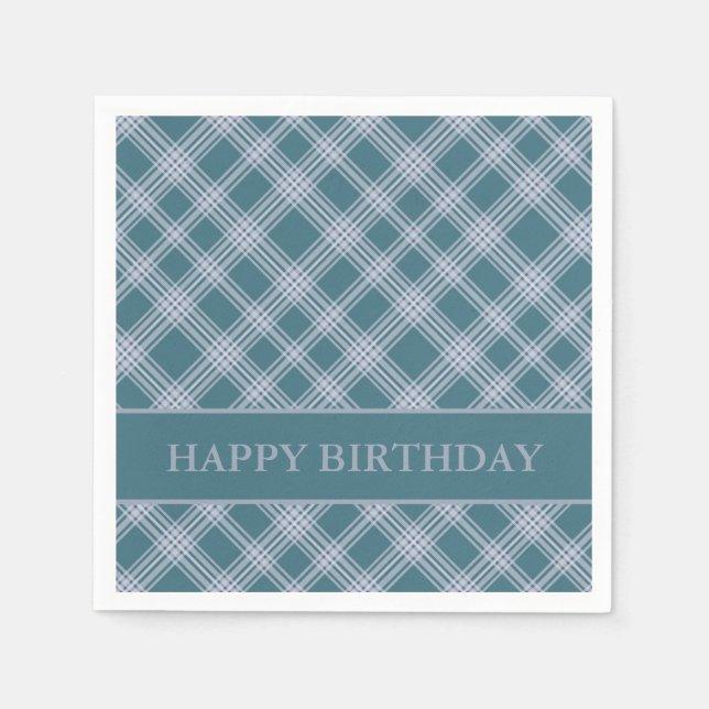Serviette En Papier Serviettes d'Anniversaire Cyan Plaid Motif (Devant)