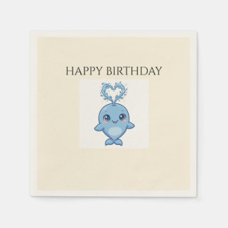 Serviette En Papier Serviettes d'anniversaire de bébé baleine mignonne