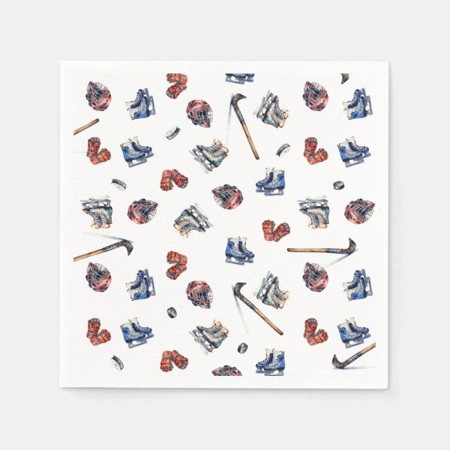 Serviette En Papier Serviettes d'anniversaire de hockey sur glace, Par (Devant)