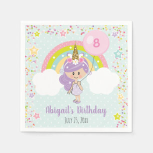Serviette En Papier Serviettes d'anniversaire de licorne