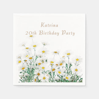 Serviette En Papier serviettes d'anniversaire de marguerite blanche