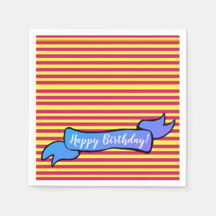 Serviette En Papier Serviettes d'anniversaire jaunes et roses