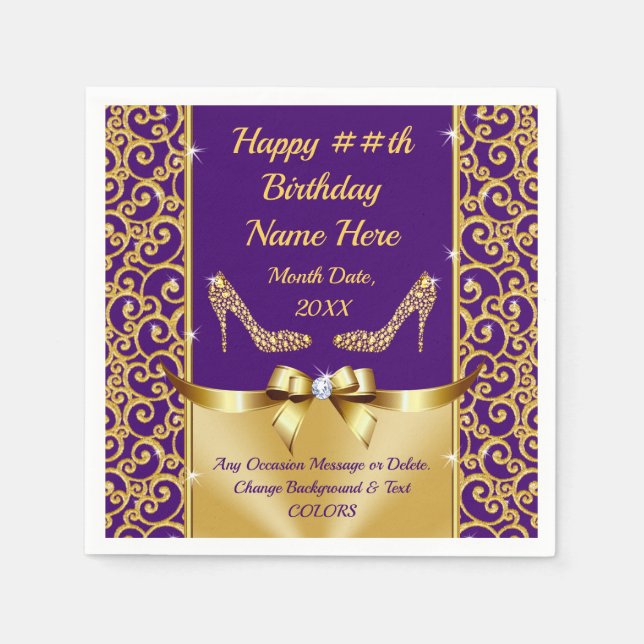 Serviette En Papier Serviettes d'anniversaire personnalisées, changer  (Devant)