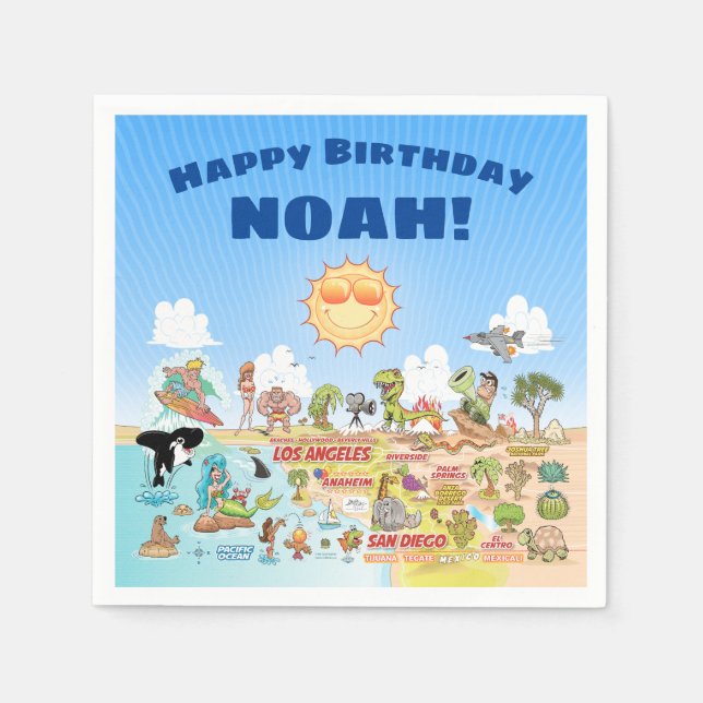 Serviette En Papier serviettes d'anniversaire personnalisées SoCal (Devant)