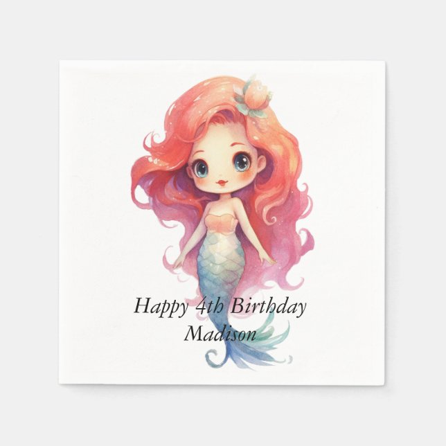 Serviette En Papier Serviettes d'anniversaire pour femmes de sirènes p (Devant)