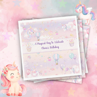 Serviette En Papier Serviettes d'anniversaire Unicorne personnalisées