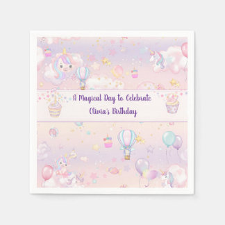 Serviette En Papier Serviettes d'anniversaire Unicorne personnalisées