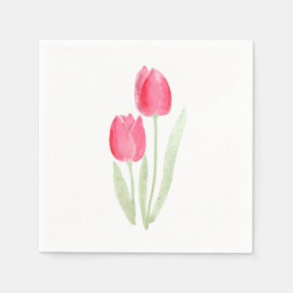 Serviette En Papier serviettes d'aquarelle en tulipe rouge