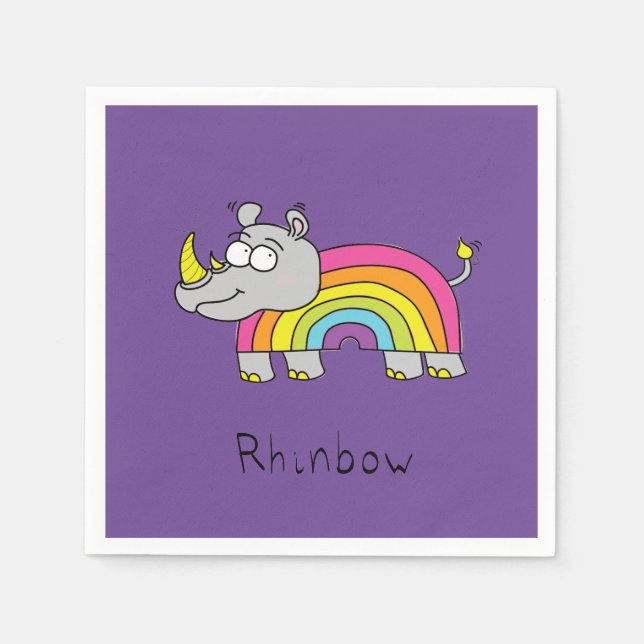 Serviette En Papier Serviettes d'arc-en-ciel de rhinocéros de Rhinbow (Devant)