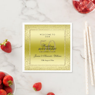 Serviette En Papier Serviettes de 50e Mariage Gold Confetti