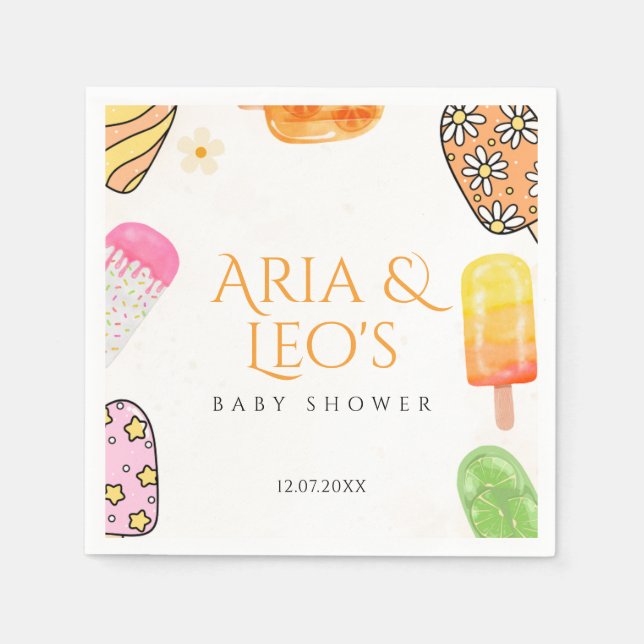 Serviette En Papier Serviettes de Baby shower à crosicle (Devant)