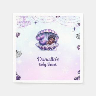 Serviette En Papier serviettes de Baby shower Afro Mermaid